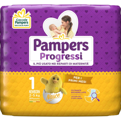 PAMPERS PROGRESSI PANNOLINI NEWBORN 1 TAGLIA 2-5 KG 28PZ