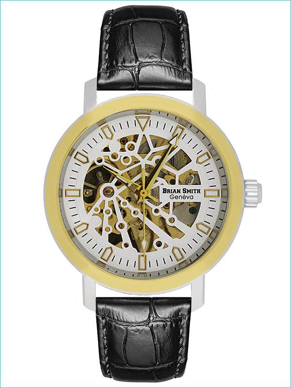 BRIAN SMITH - AUTOMATIC GENEVE BLACK/WHITE/GOLD WATCH - 1304